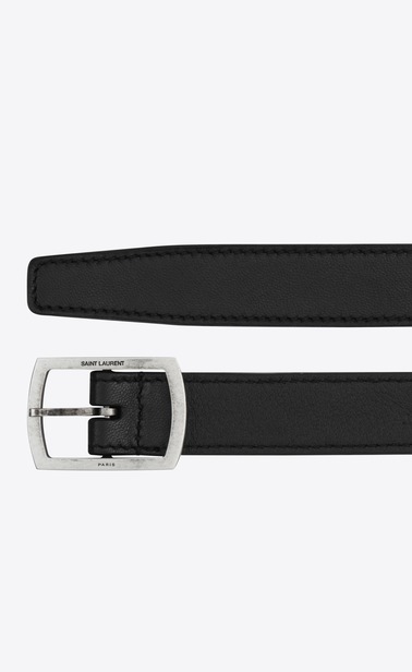Belt with paved buckle in smooth leather